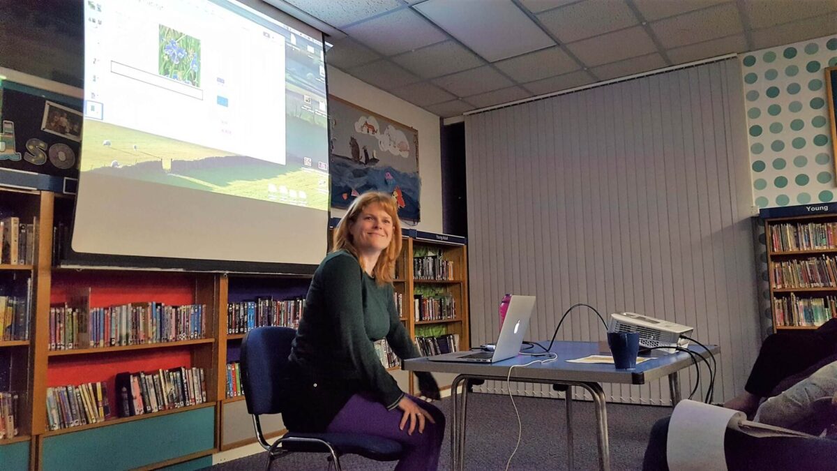 fran halsall giving a garden presentation