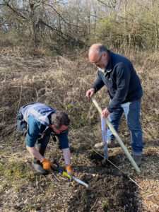 Planting fruit trees at Coneygree Orchard, Gleadless Valley, Sheffield